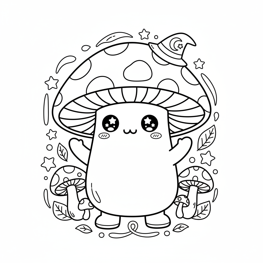 Mushroom coloring page for everyone - Anime style