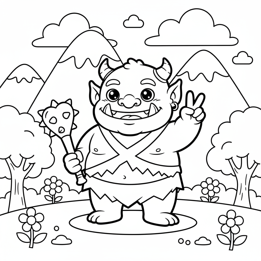 Ogre coloring page for everyone - Anime style