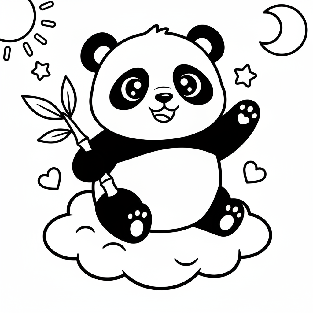 Panda coloring page for everyone - Anime style