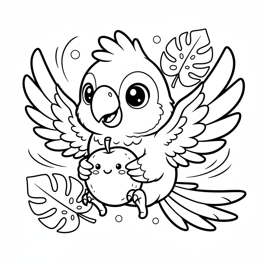 Parrot coloring page for everyone - Anime style