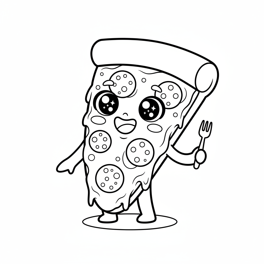 Pizza coloring page for everyone - Anime style