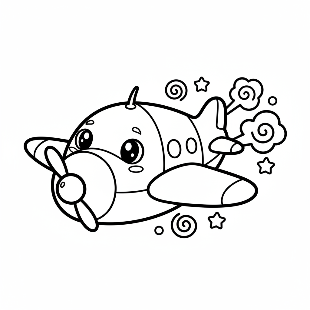 Plane coloring page for everyone - Anime style