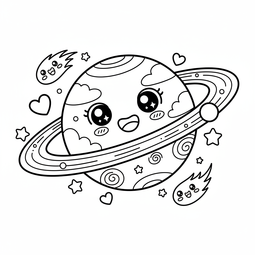 Planet coloring page for everyone - Anime style