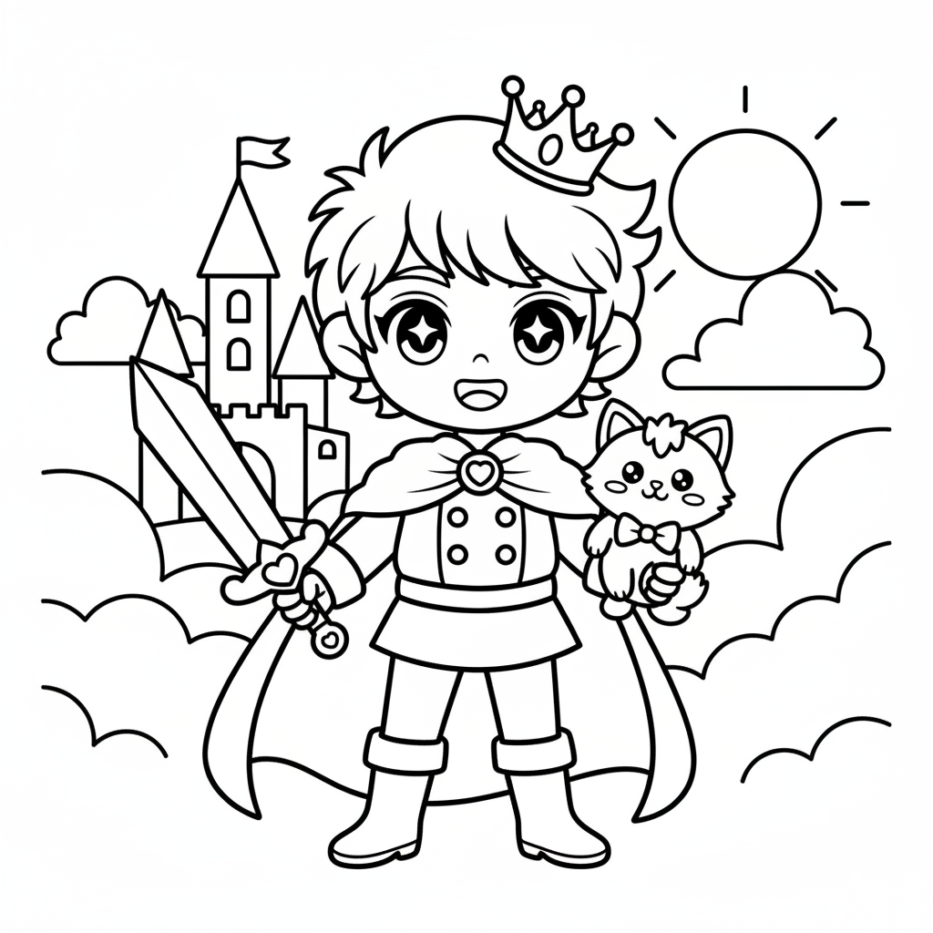 Prince coloring page for everyone - Anime style
