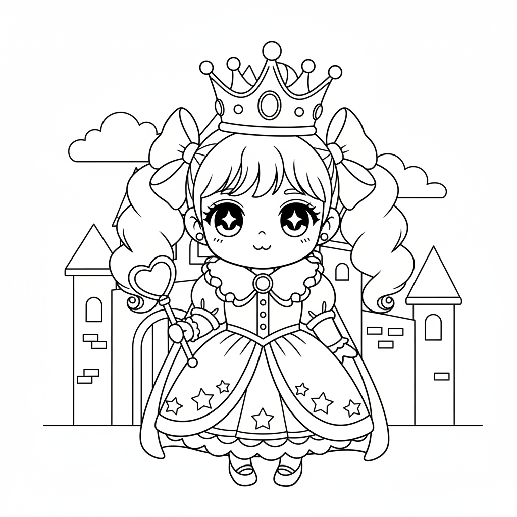 Queen coloring page for everyone - Anime style