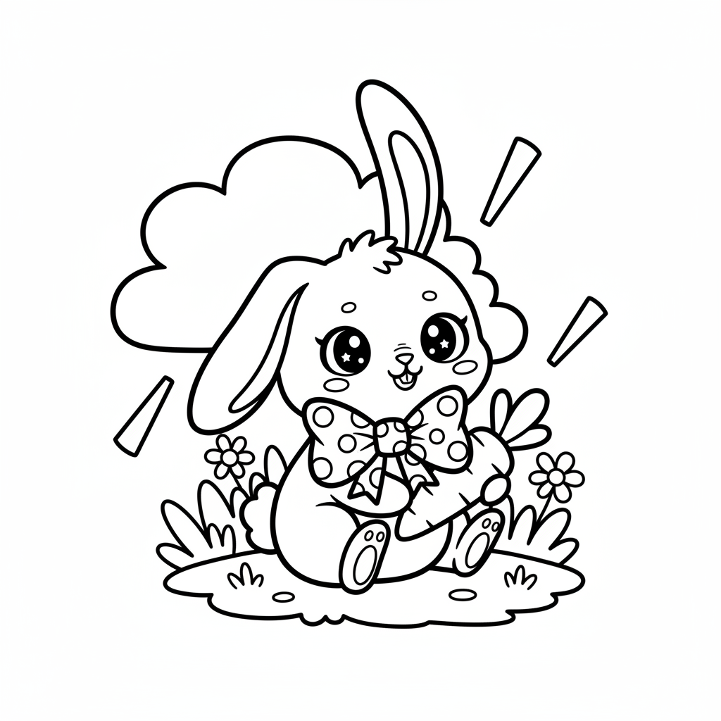 Rabbit coloring page for everyone - Anime style