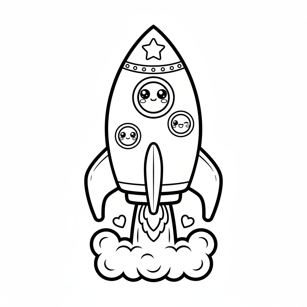 Rocket coloring page for everyone - Anime style