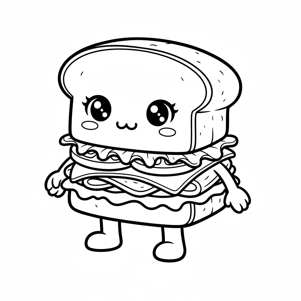 Sandwich coloring page for everyone - Anime style
