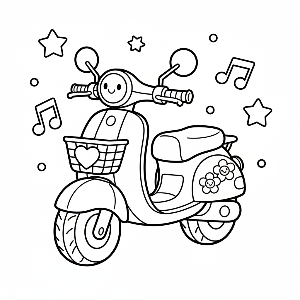 Scooter coloring page for everyone - Anime style
