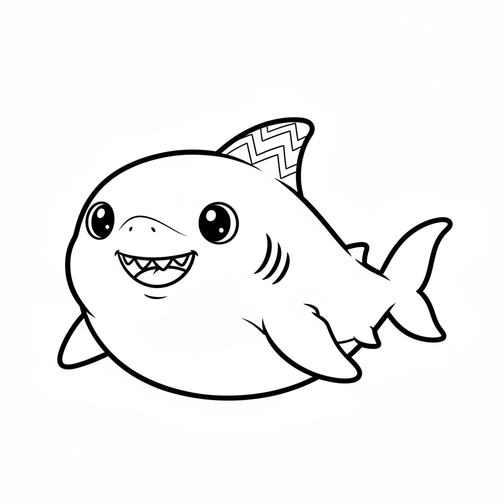 Shark coloring page for everyone - Anime style