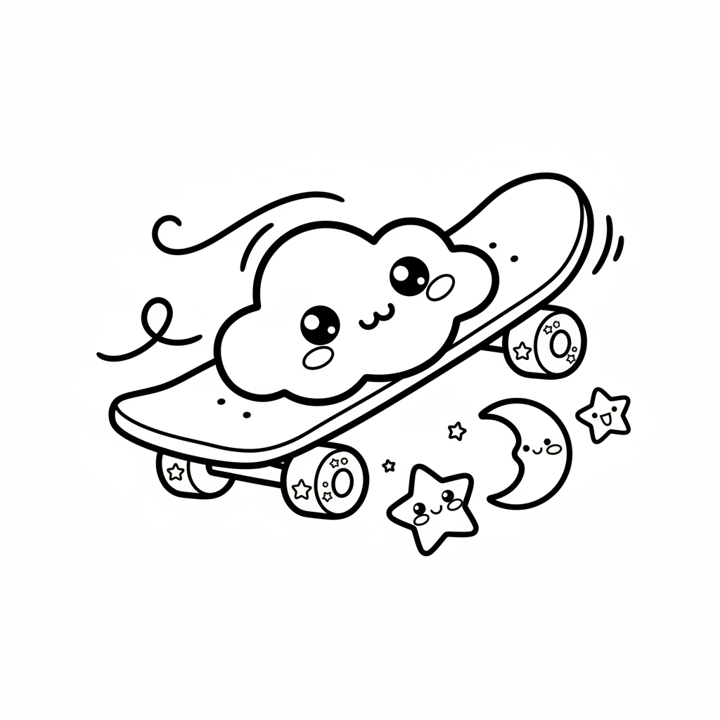 Skateboard coloring page for everyone - Anime style
