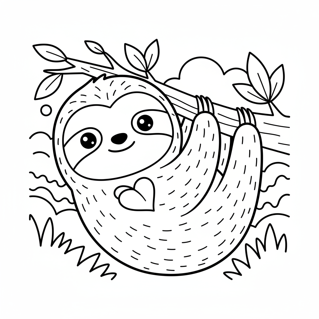 Sloth coloring page for everyone - Anime style