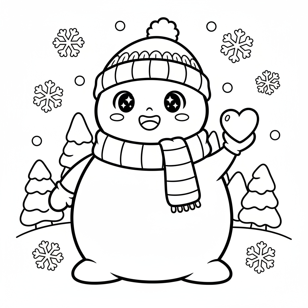 Snow coloring page for everyone - Anime style
