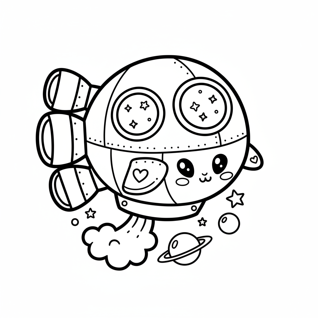 Spaceship coloring page for everyone - Anime style