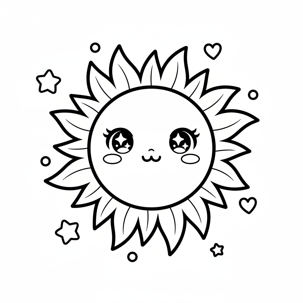 Sun coloring page for everyone - Anime style