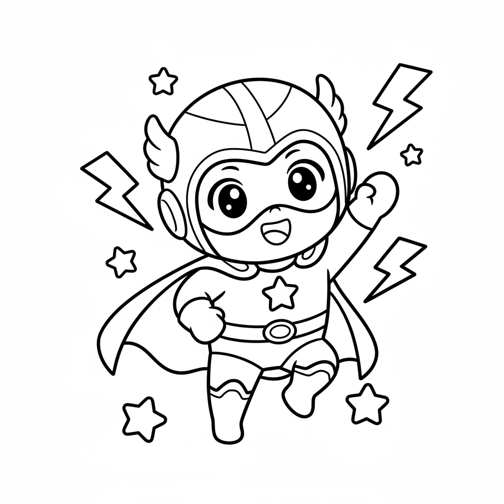 Superhero coloring page for everyone - Anime style