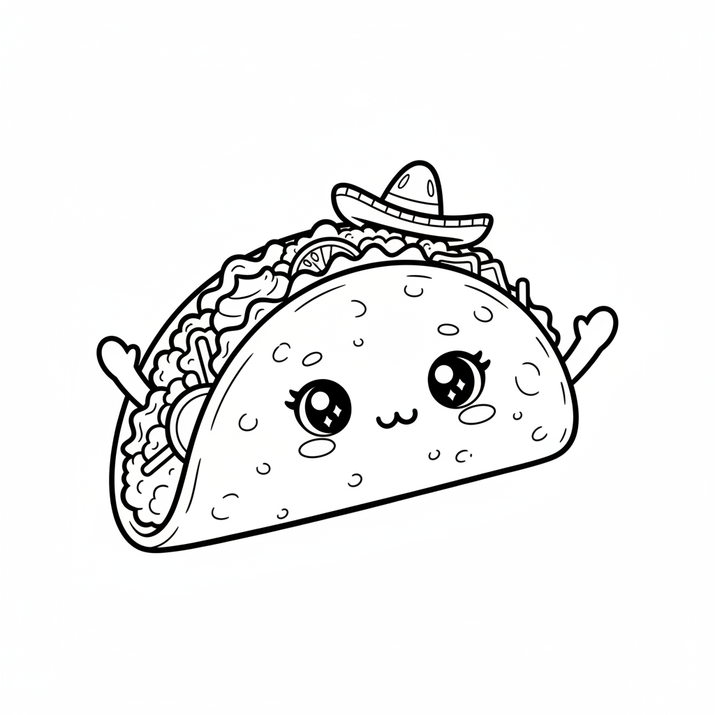 Taco coloring page for everyone - Anime style