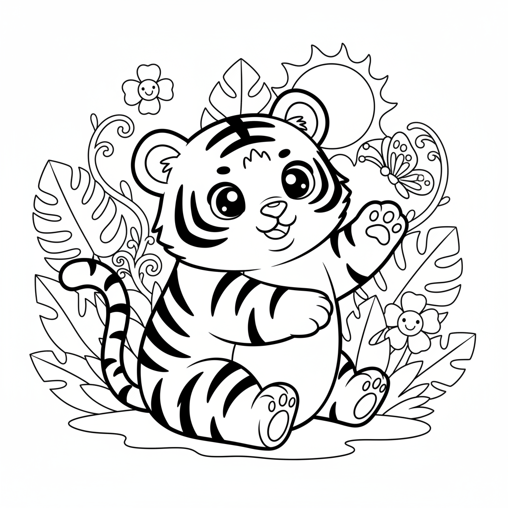 Tiger coloring page for everyone - Anime style