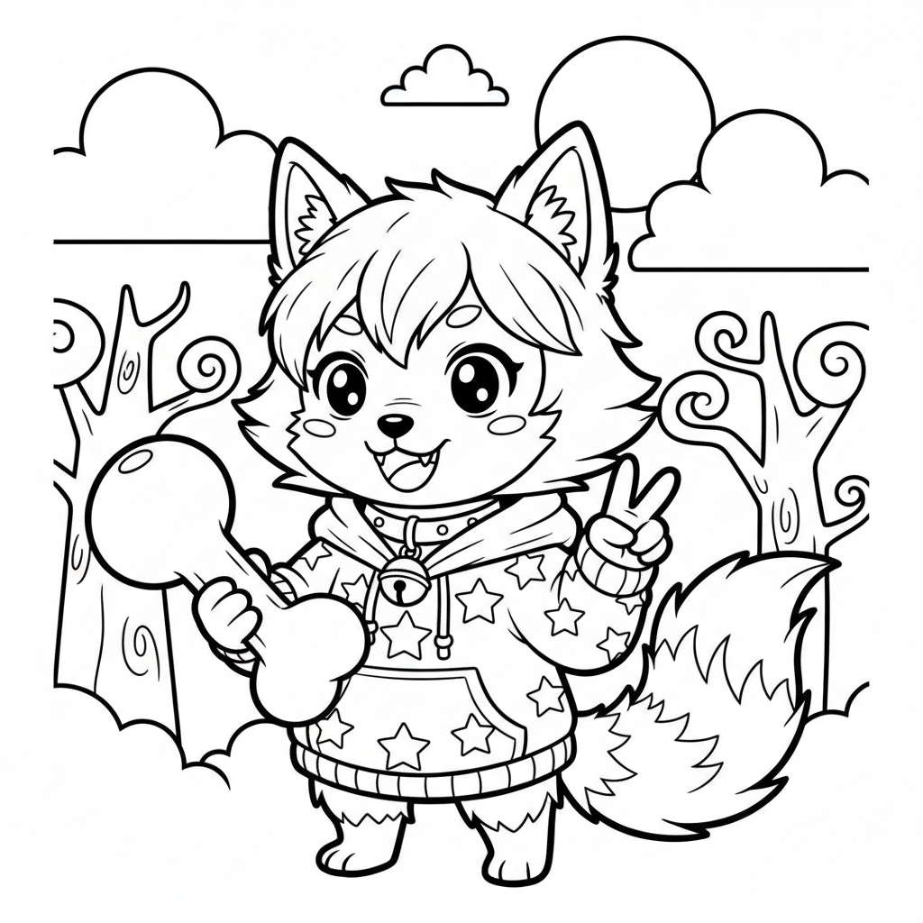 Werewolf coloring page for everyone - Anime style