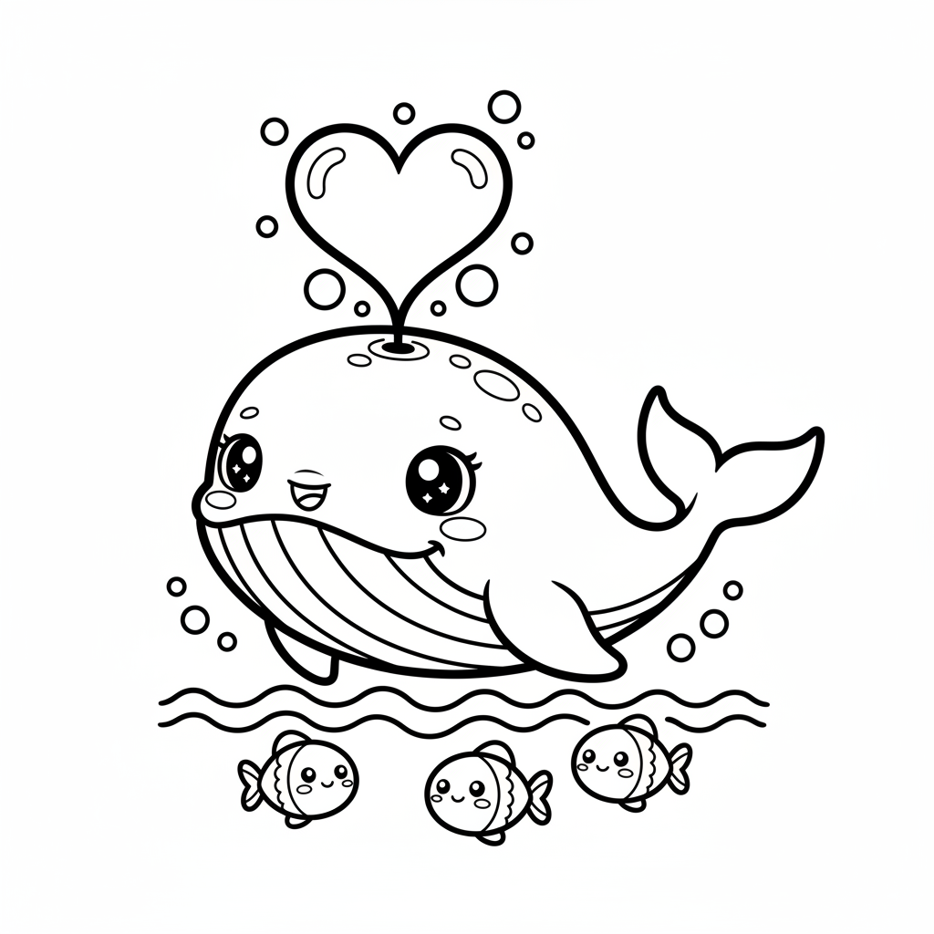 Whale coloring page for everyone - Anime style