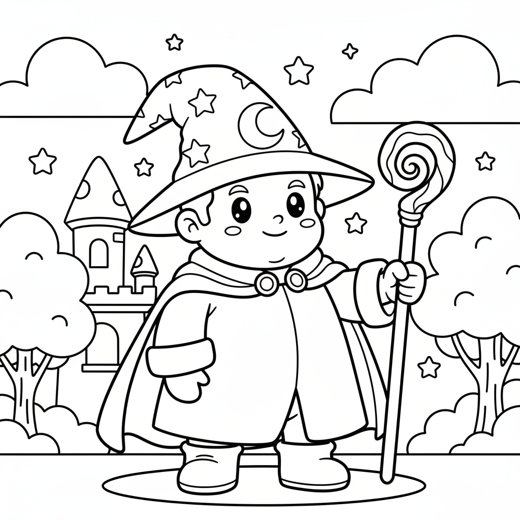 Wizard coloring page for everyone - Anime style