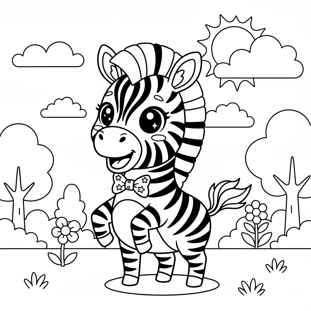 Zebra coloring page for everyone - Anime style