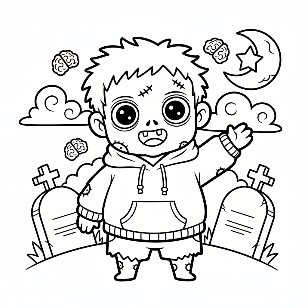 Zombie coloring page for everyone - Anime style