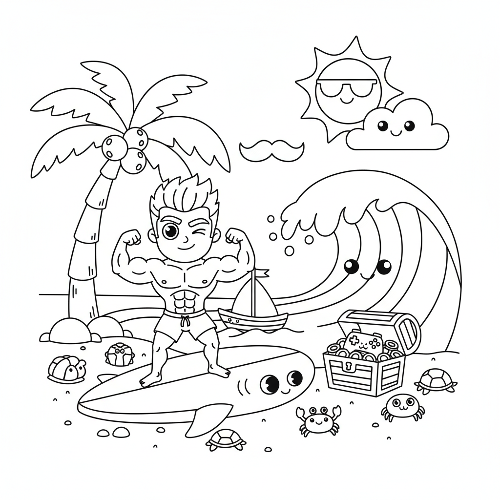 Beach coloring page for men - Standard style