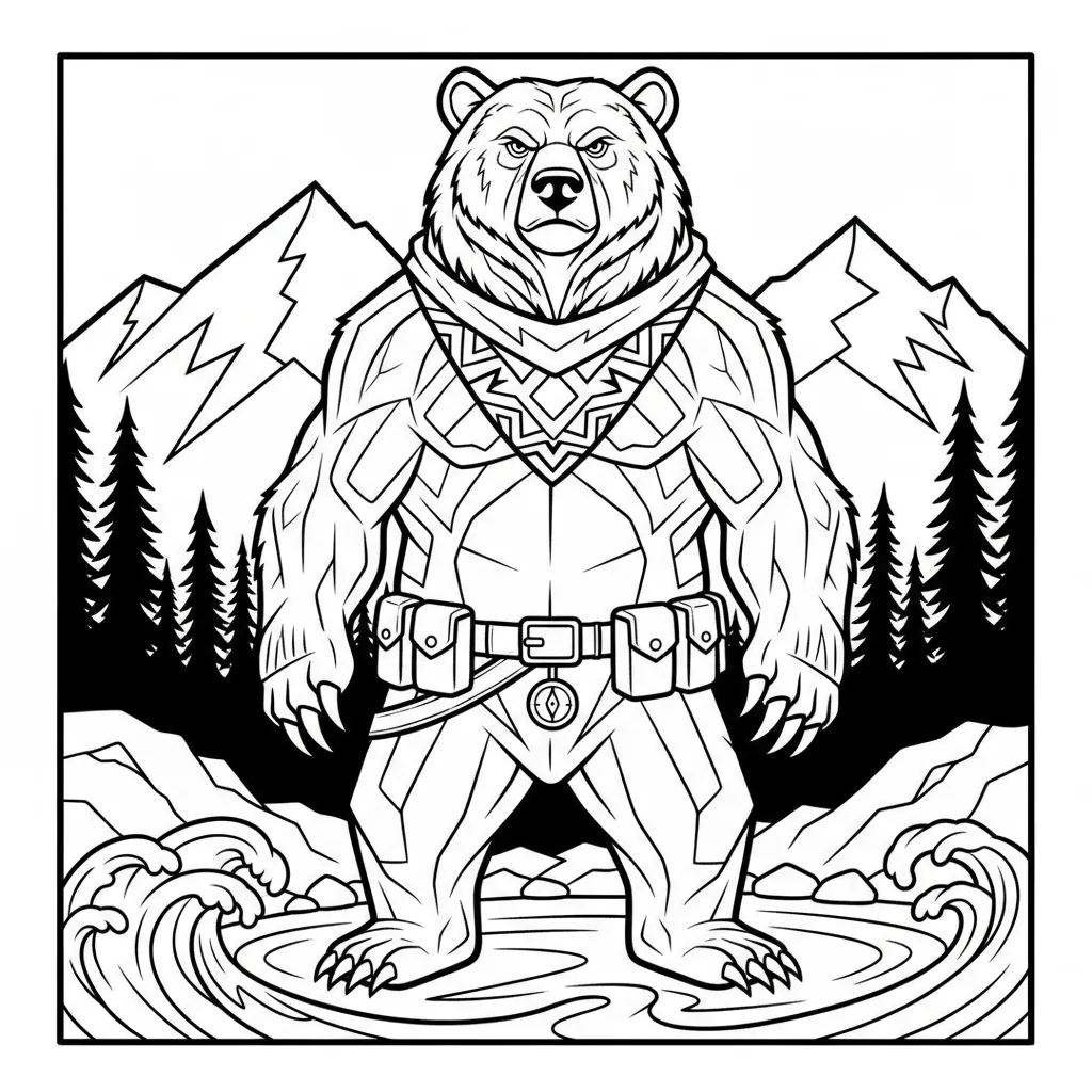 Página de Colorir de Urso para Meninos