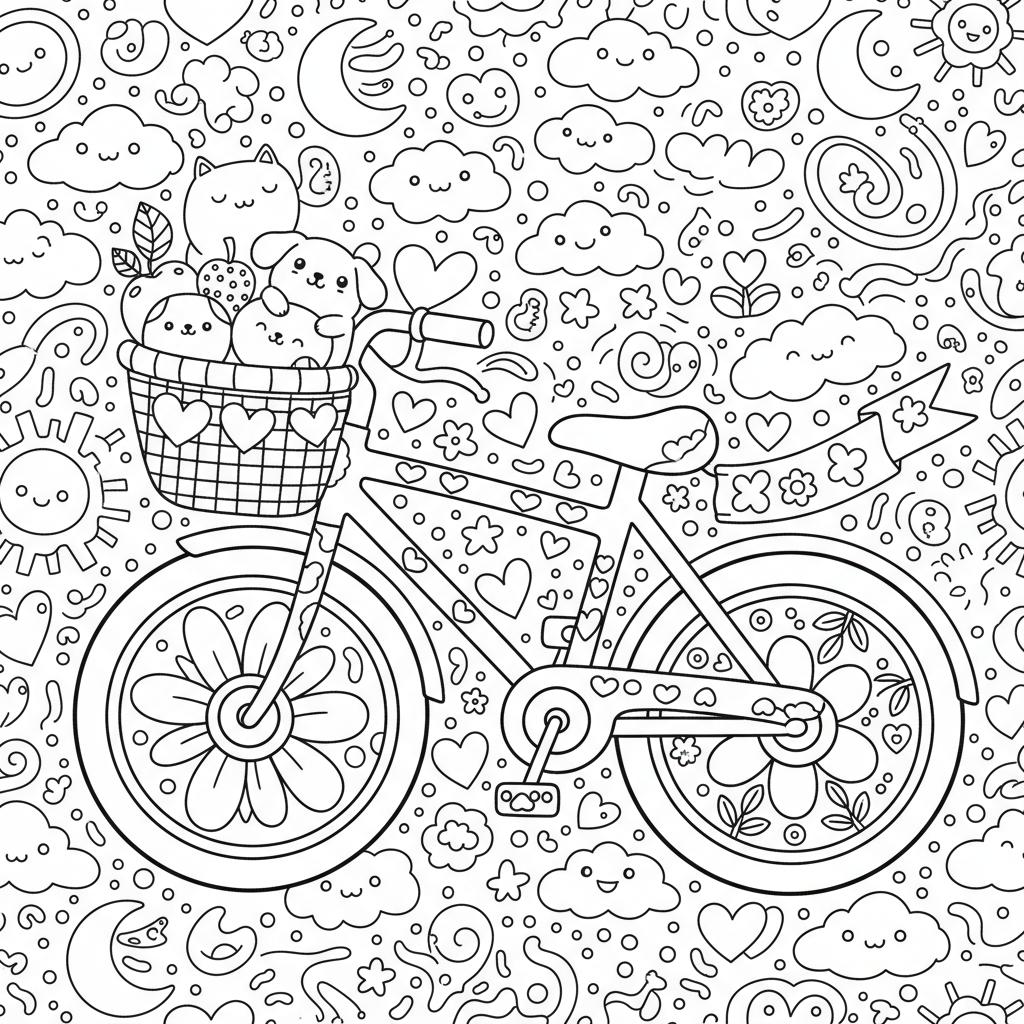 Bicycle coloring page for adults - Standard style