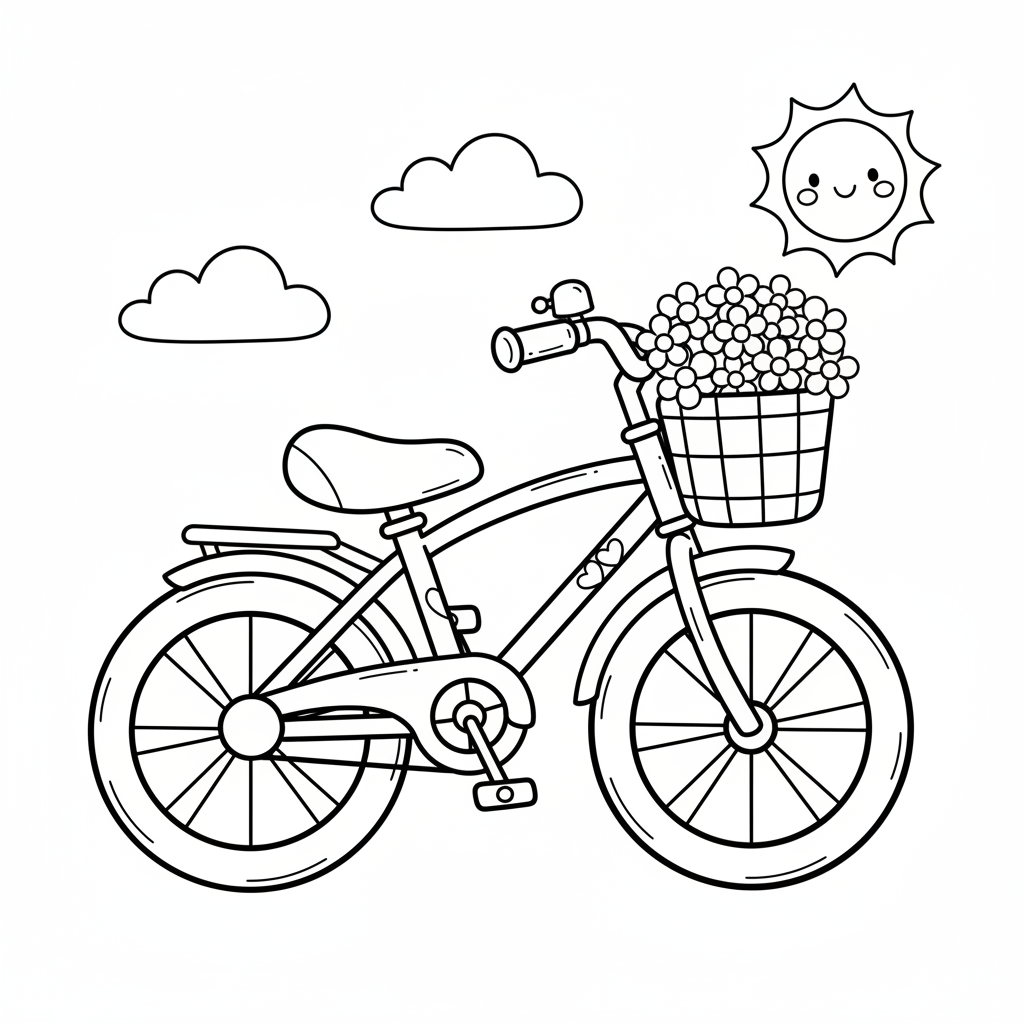 Bicycle coloring page for beginners - Standard style
