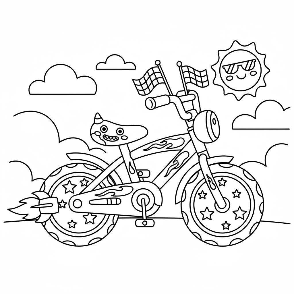 Bicycle coloring page for boys - Standard style