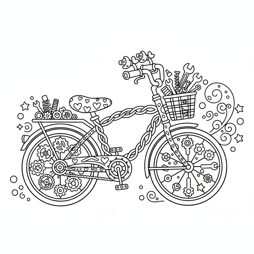 Bicycle coloring page for experts - Standard style
