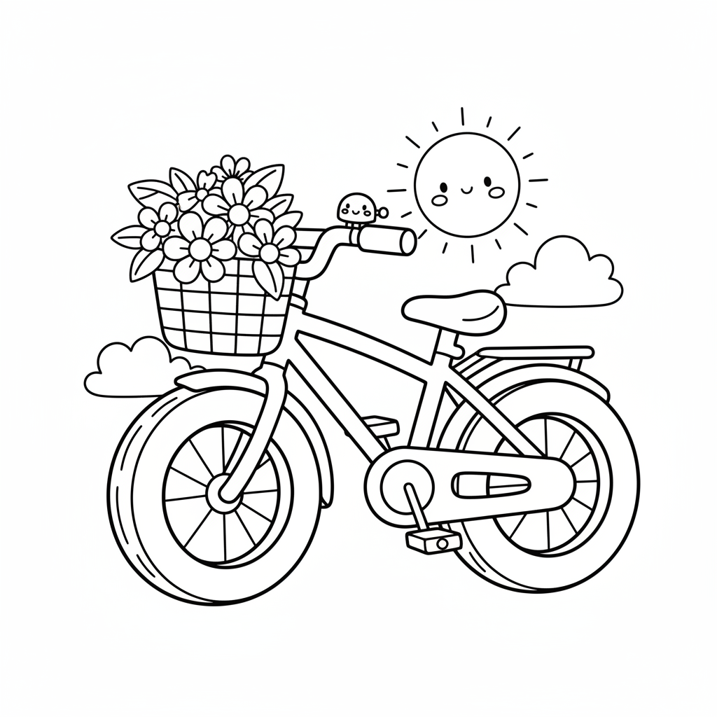 Bicycle coloring page for intermediates - Standard style