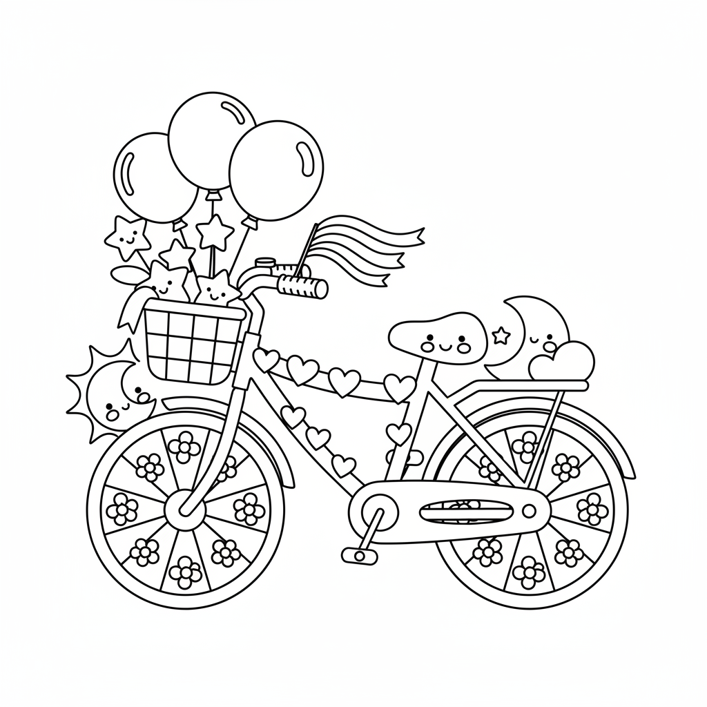 Bicycle coloring page for kids - Standard style