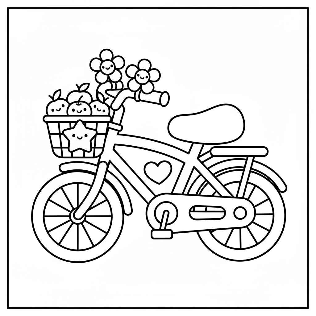 Bicycle coloring page for kindergarteners - Standard style