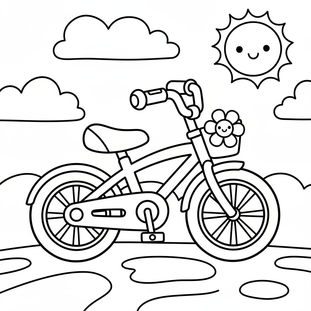Bicycle coloring page for preschoolers - Standard style