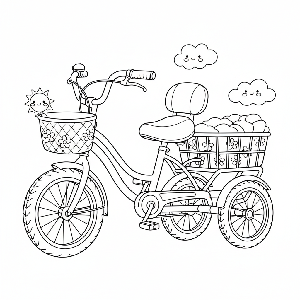 Bicycle coloring page for seniors - Standard style