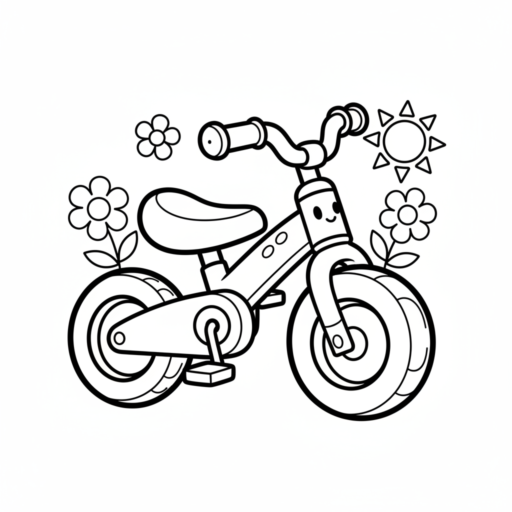 Bicycle coloring page for toddlers - Standard style