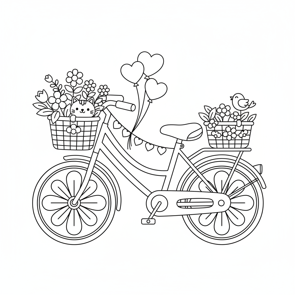 Bicycle coloring page for women - Standard style