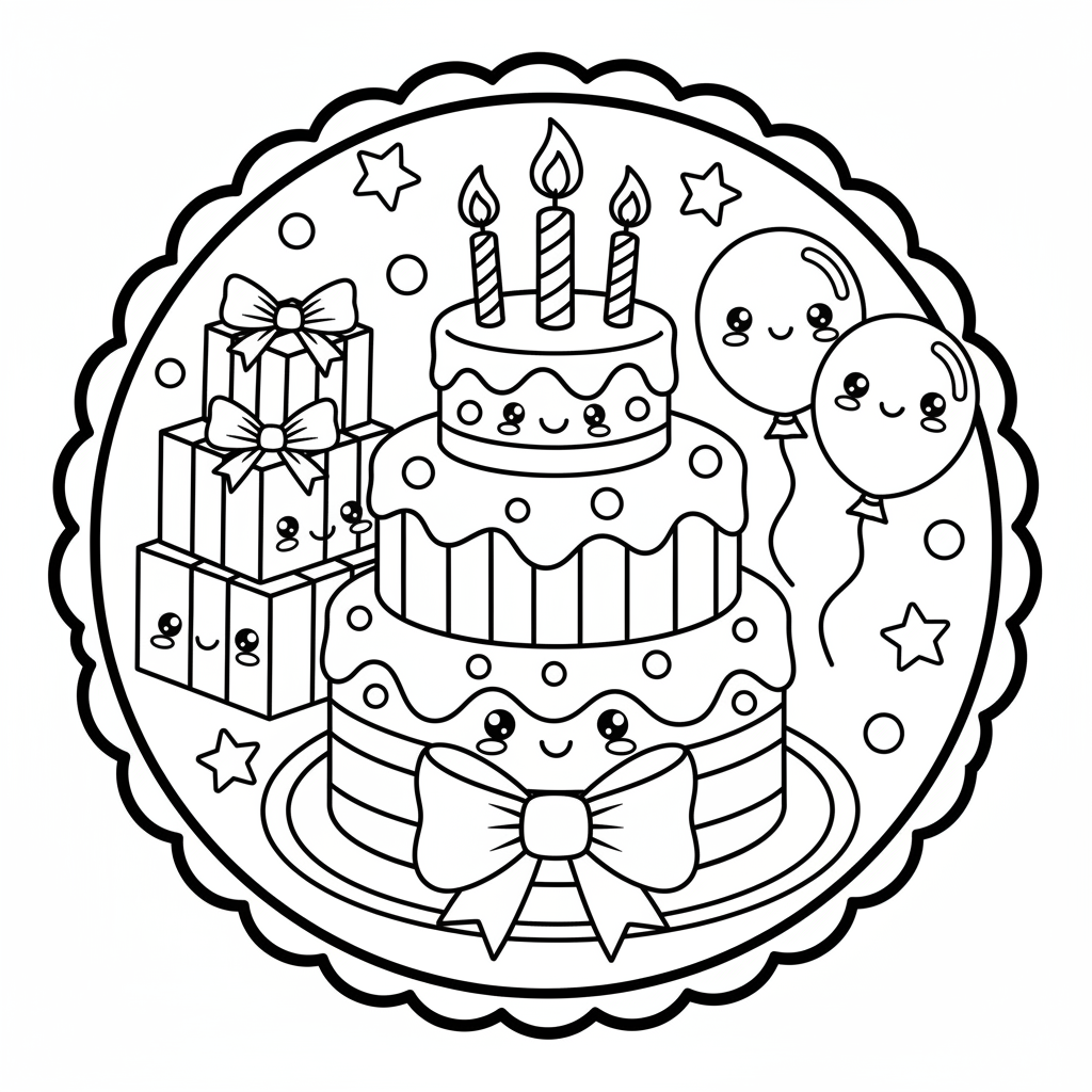 Birthday coloring page for kindergarteners - Standard style