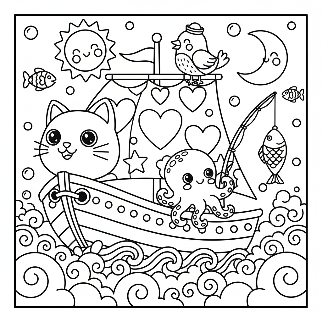 Boat coloring page for adults - Standard style