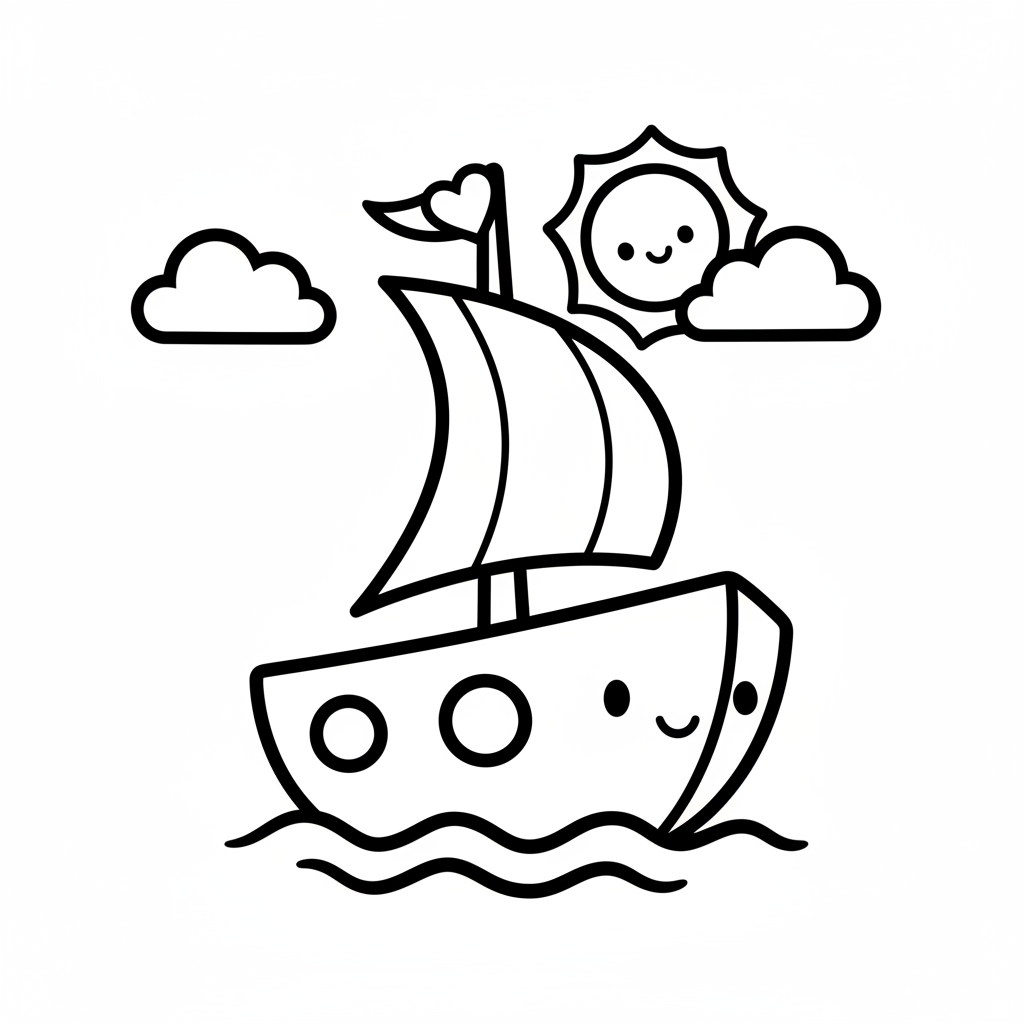 Boat coloring page for beginners - Standard style