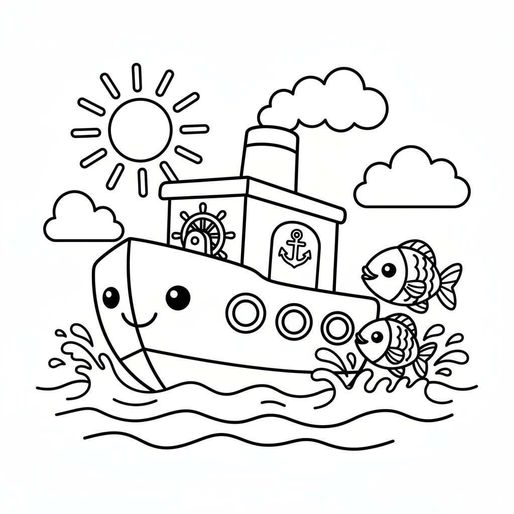 Boat coloring page for boys - Standard style
