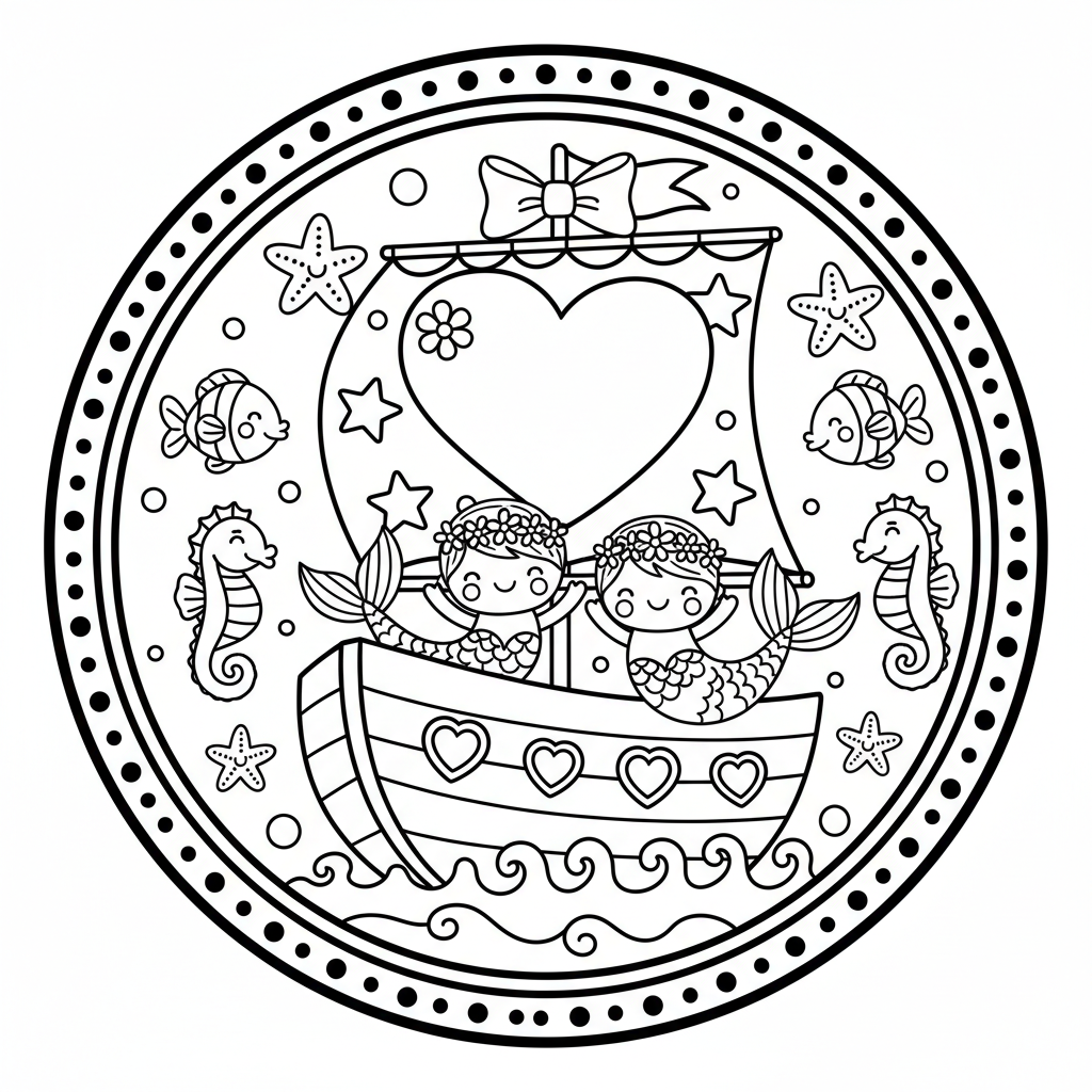 Boat coloring page for girls - Standard style