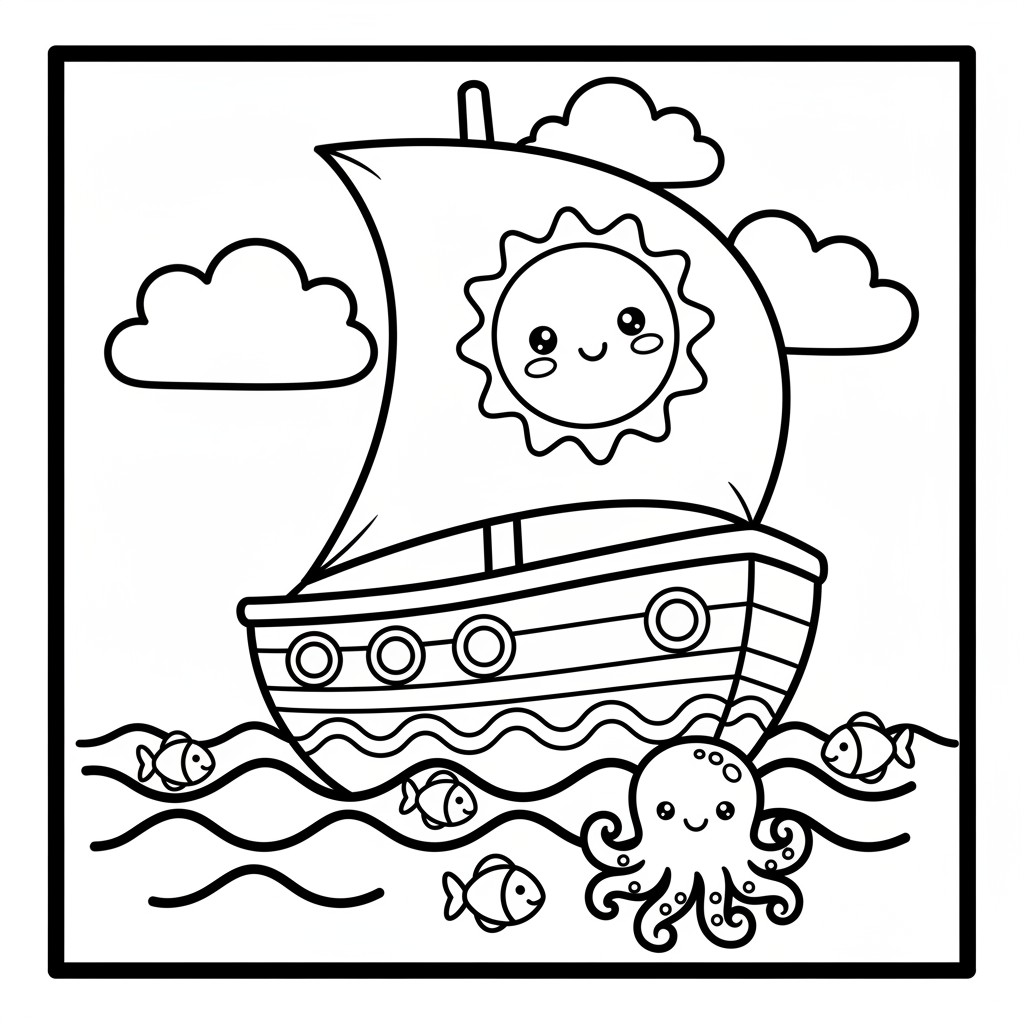 Boat coloring page for intermediates - Standard style