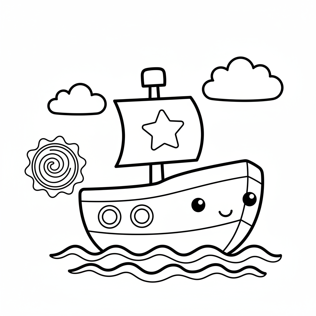 Boat coloring page for kids - Standard style