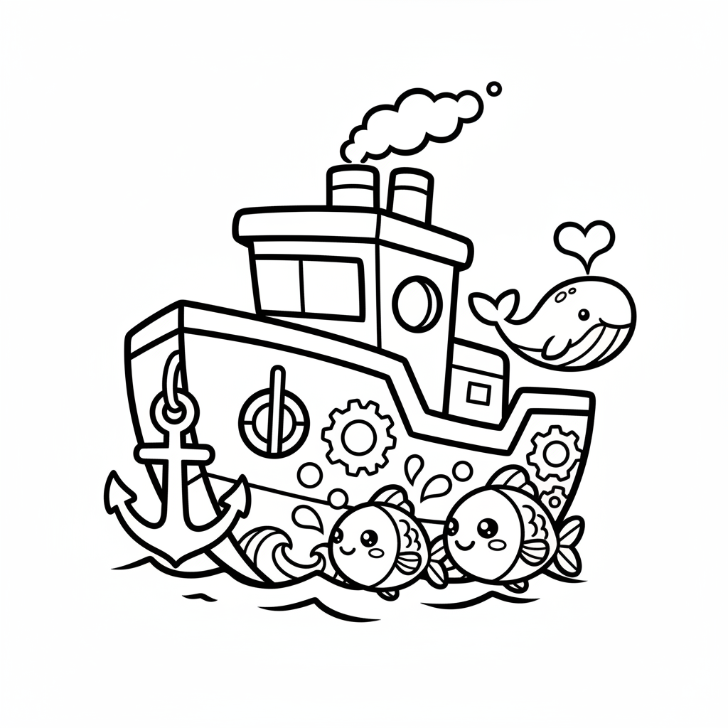 Boat coloring page for men - Standard style