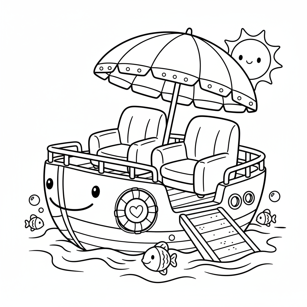 Boat coloring page for seniors - Standard style