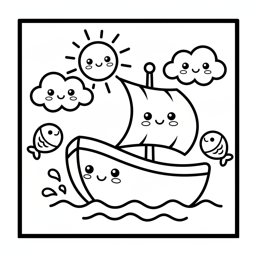 Boat coloring page for toddlers - Standard style